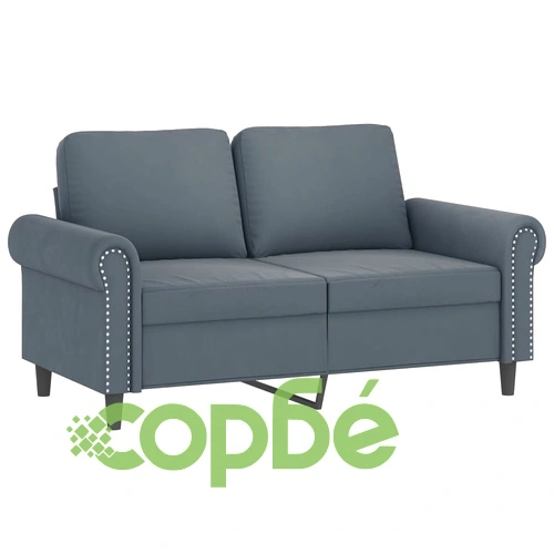 2-местен диван с декоративни възглавници тъмносив 120 см кадифе ➤ топ цена ➤ sorbe.bg