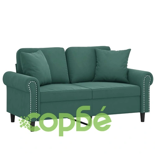 2-местен диван с възглавници тъмнозелен 120 см кадифе ➤ топ цена ➤ sorbe.bg