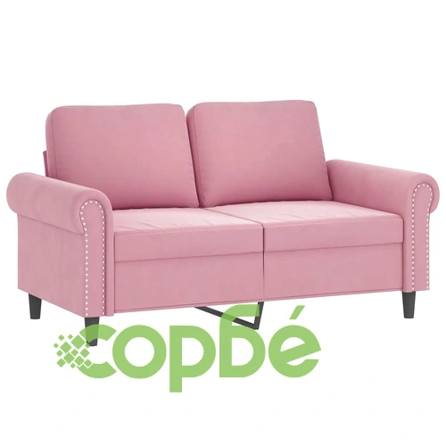 2-местен диван с декоративни възглавници розов 120 см кадифе ➤ топ цена ➤ sorbe.bg