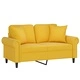 2-местен диван с декоративни възглавници жълт 120 см кадифе