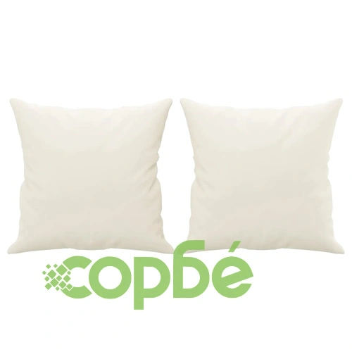 2-местен диван с декоративни възглавници кремав 140 см кадифе ➤ топ цена ➤ sorbe.bg