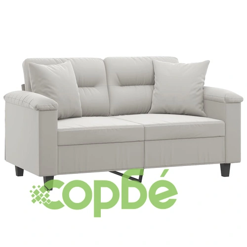 2-местен диван с възглавници светлосив 120 см микрофибърен плат ➤ топ цена ➤ sorbe.bg