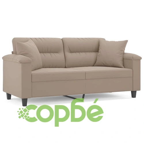 2-местен диван с възглавници таупе 140 см микрофибърен плат ➤ топ цена ➤ sorbe.bg