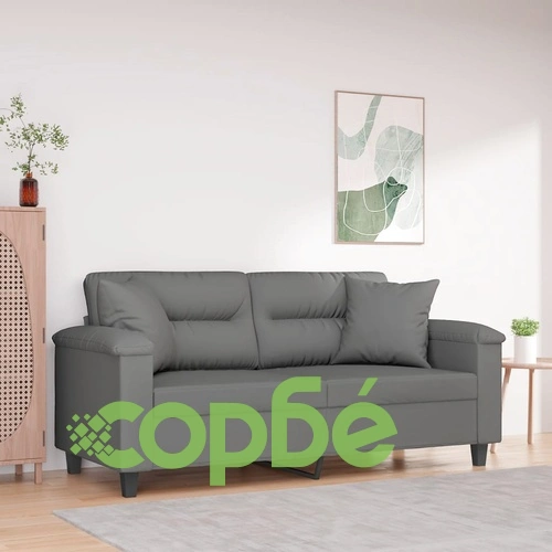 2-местен диван с възглавници тъмносив 140 см микрофибърен плат ➤ топ цена ➤ sorbe.bg