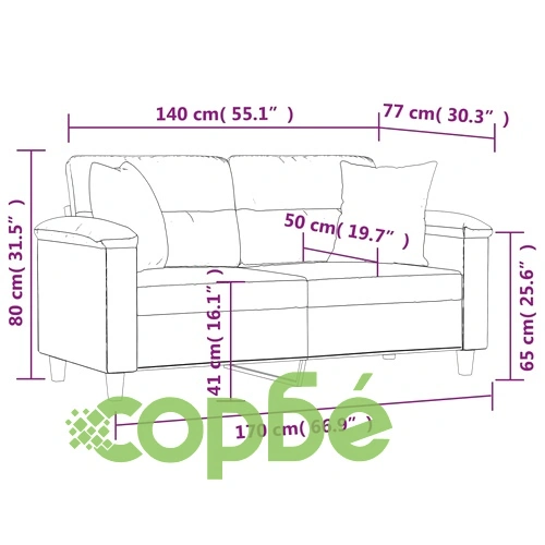 2-местен диван с възглавници черен 140 см микрофибърен плат ➤ топ цена ➤ sorbe.bg