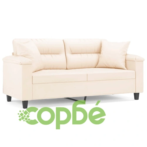 2-местен диван с възглавници бежов 140 см микрофибърен плат ➤ топ цена ➤ sorbe.bg