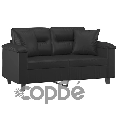 2-местен диван с декоративни възглавници черен 120 см еко кожа ➤ топ цена ➤ sorbe.bg