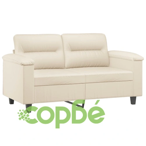 2-местен диван с декоративни възглавници кремав 120 см еко кожа ➤ топ цена ➤ sorbe.bg