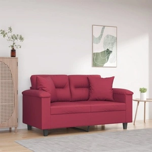2-местен диван с възглавници виненочервен 120 см еко кожа