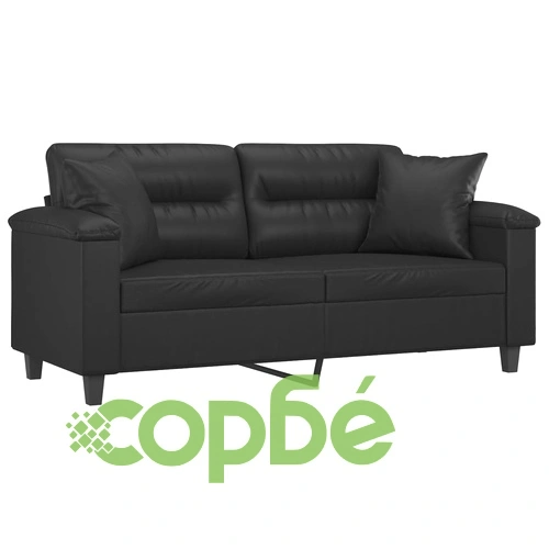 2-местен диван с декоративни възглавници черен 140 см ➤ топ цена ➤ sorbe.bg