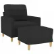 Кресло с табуретка, черно, 60 см, текстил