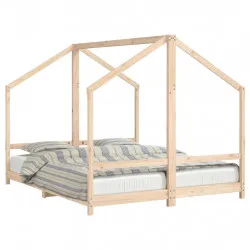 Рамка за детско легло 2x(80x200) см масивна борова дървесина