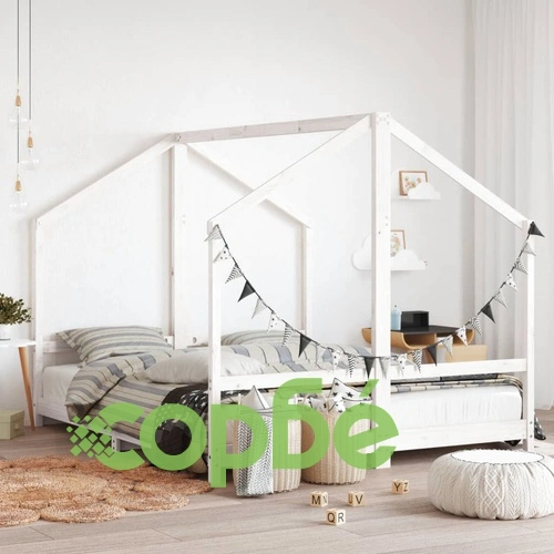 Рамка за детско легло бяла 2x(80x200) см борово дърво масив ➤ топ цена ➤ sorbe.bg