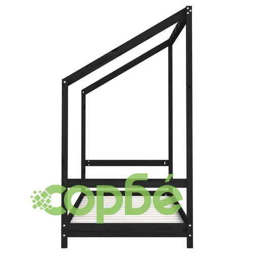 Рамка за детско легло черна 2x(80x200) см борово дърво масив ➤ топ цена ➤ sorbe.bg