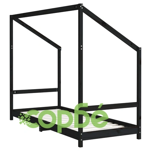 Рамка за детско легло черна 2x(80x200) см борово дърво масив ➤ топ цена ➤ sorbe.bg