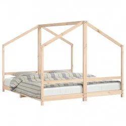Рамка за детско легло 2x(90x200) см масивна борова дървесина