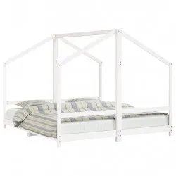 Рамка за детско легло бяла 2x(90x200) см борово дърво масив