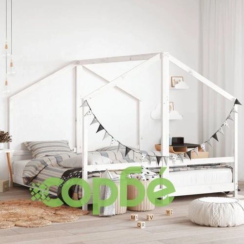 Рамка за детско легло бяла 2x(90x200) см борово дърво масив ➤ топ цена ➤ sorbe.bg