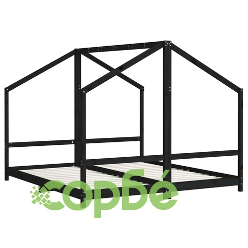 Рамка за детско легло черна 2x(90x200) см борово дърво масив ➤ топ цена ➤ sorbe.bg