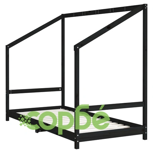 Рамка за детско легло черна 2x(90x200) см борово дърво масив ➤ топ цена ➤ sorbe.bg