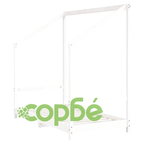 Детска рамка за легло бяла 2x(80x160) см борово дърво масив ➤ топ цена ➤ sorbe.bg