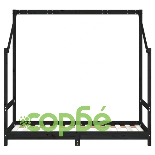 Рамка за детско легло черна 2x(80x160) см масивно борово дърво ➤ топ цена ➤ sorbe.bg