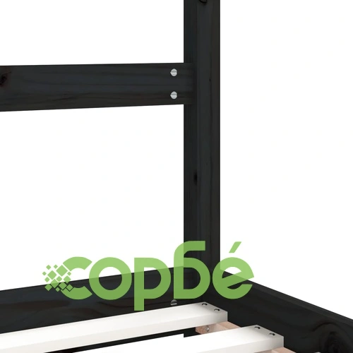 Рамка за детско легло черна 2x(80x160) см масивно борово дърво ➤ топ цена ➤ sorbe.bg