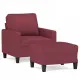 Кресло с табуретка, виненочервено, 60 см, текстил