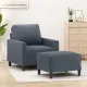 Кресло с табуретка, тъмносиво, 60 см, кадифе