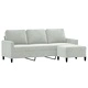 3-местен диван с табуретка, Светлосив, 180 см, кадифе