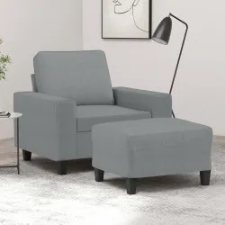 Кресло с табуретка, светлосиво, 60 см, текстил