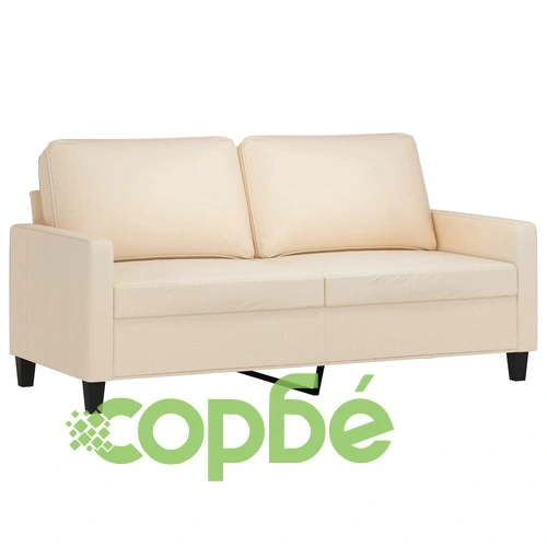 Комплект дивани от 2 части с възглавници, кремав, плат ➤ топ цена ➤ sorbe.bg