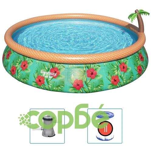 Bestway Fast Set Надуваем комплект басейн Paradise Palms 457x84 см ➤ топ цена ➤ sorbe.bg
