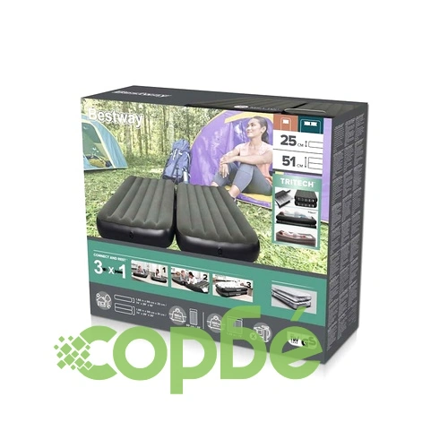 Bestway Надуваемо въздушно легло 3-в-1 черно и сиво 188x99x25 см ➤ топ цена ➤ sorbe.bg