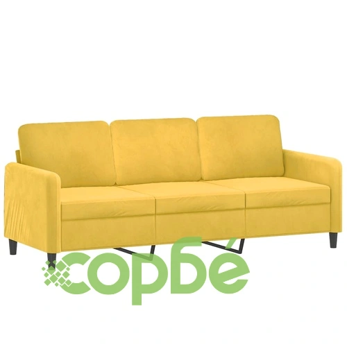 Комплект дивани от 2 части, жълт, кадифе ➤ топ цена ➤ sorbe.bg