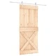 Плъзгаща врата с монтажни части, 90x210 см, борово дърво масив
