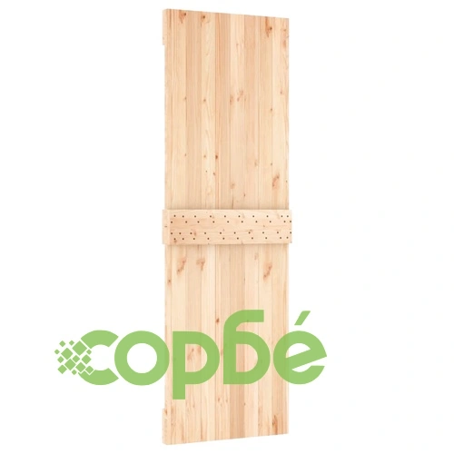 Плъзгаща врата с монтажни части, 70x210 см, борово дърво масив ➤ топ цена ➤ sorbe.bg