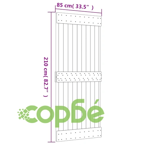 Плъзгаща врата с монтажни части, 85x210 см, борово дърво масив ➤ топ цена ➤ sorbe.bg