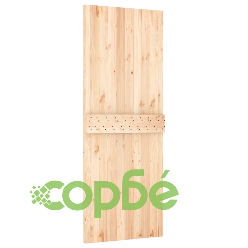 Плъзгаща врата с монтажни части, 80x210 см, борово дърво масив ➤ топ цена ➤ sorbe.bg