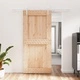 Плъзгаща врата с монтажни части, 95x210 см, борово дърво масив