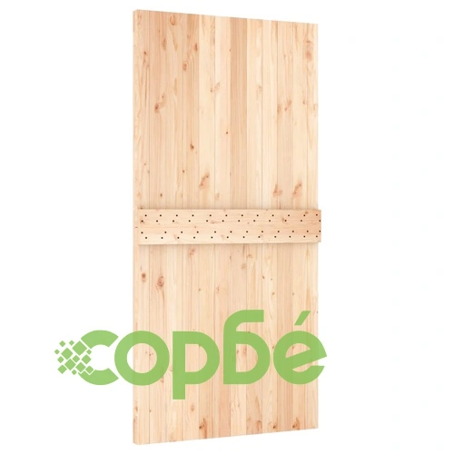 Плъзгаща врата с монтажни части, 100x210 см, борово дърво масив ➤ топ цена ➤ sorbe.bg