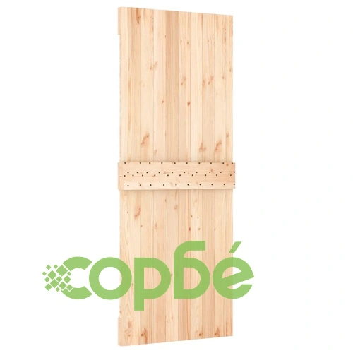 Плъзгаща врата с монтажни части, 80x210 см, борово дърво масив ➤ топ цена ➤ sorbe.bg