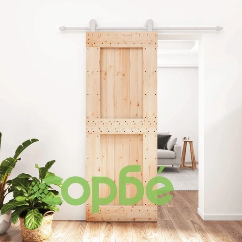 Плъзгаща врата с монтажни части, 80x210 см, борово дърво масив на топ цена от sorbe.bg Плъзгаща врата с монтажни части, 80x210 см, борово дърво масив ➤ топ цена ➤ sorbe.bg