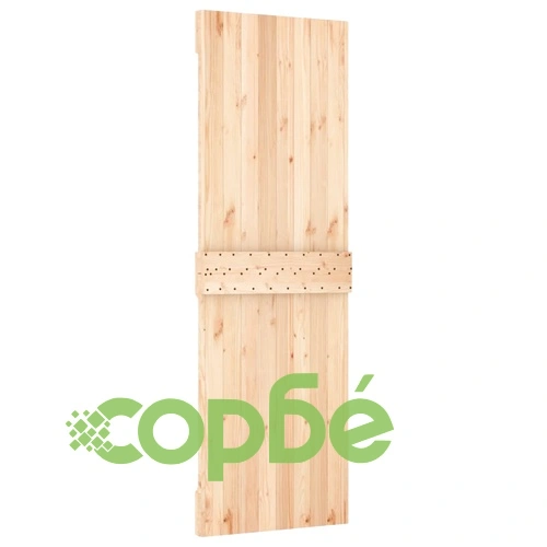 Плъзгаща врата с монтажни части, 70x210 см, борово дърво масив ➤ топ цена ➤ sorbe.bg