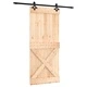 Плъзгаща врата с монтажни части, 90x210 см, борово дърво масив