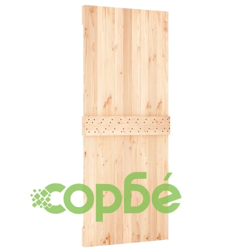 Плъзгаща врата с монтажни части, 85x210 см, борово дърво масив ➤ топ цена ➤ sorbe.bg