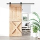 Плъзгаща врата с монтажни части, 80x210 см, борово дърво масив