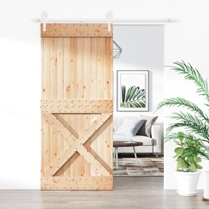 Плъзгаща врата с монтажни части, 90x210 см, борово дърво масив