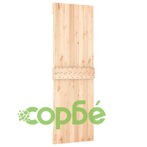 Плъзгаща врата с монтажни части, 70x210 см, борово дърво масив ➤ топ цена ➤ sorbe.bg