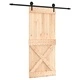 Плъзгаща врата с монтажни части, 90x210 см, борово дърво масив